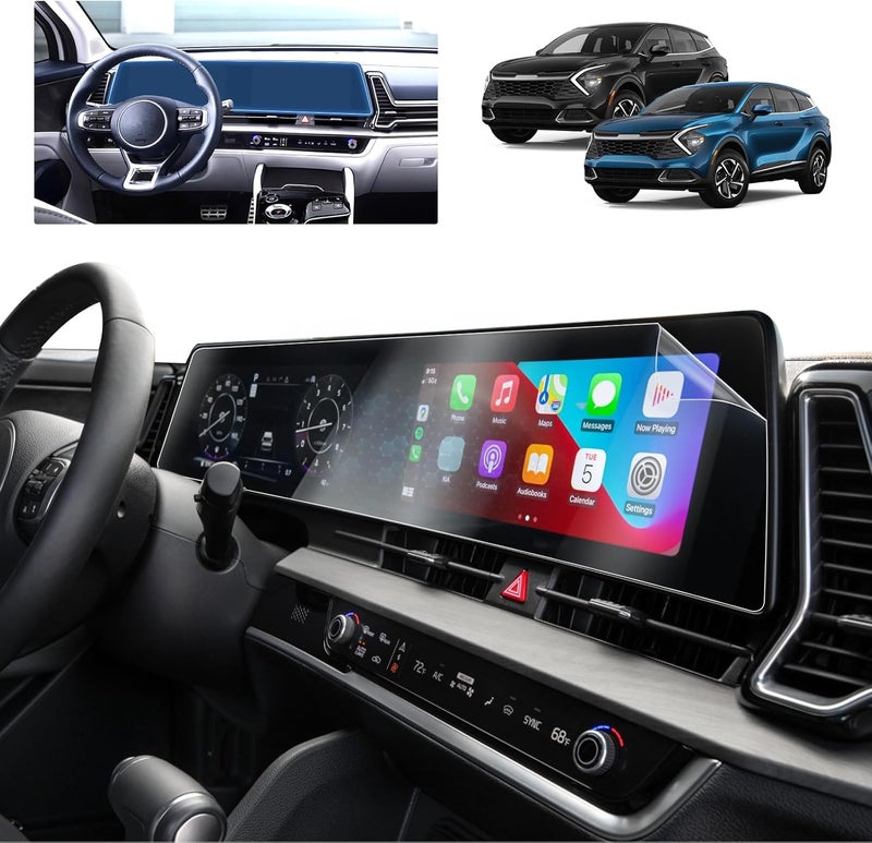 BSTW for 2025 Kia Sportage Screen Protector for 2023-2025 Sportage SX Prestige/X-Pro Prestige 12.3-in Display for Kia Accessories Anti-Scratch Nano Protective Film 2PCS - Image 1